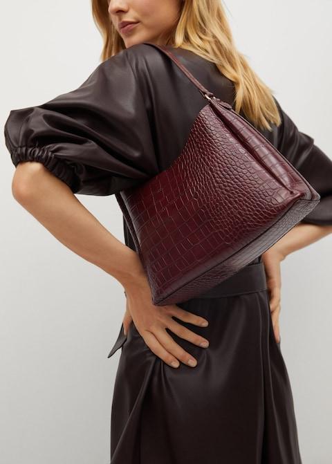 Croc-effect baguette bag