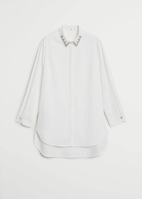 Beaded collar shirt