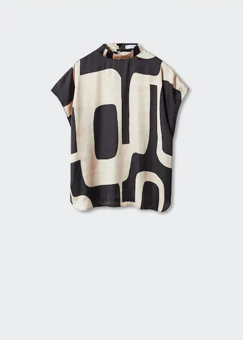 High neck printed blouse