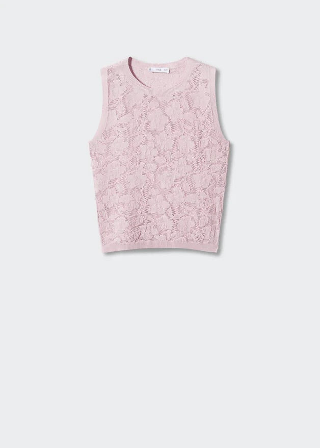 Floral openwork knitted top