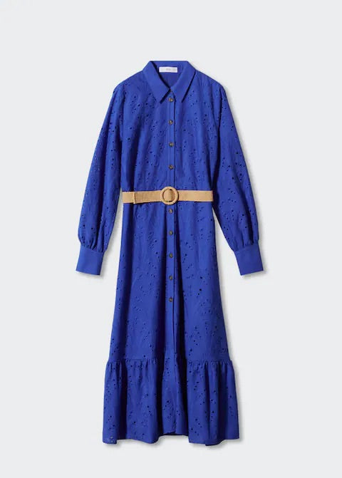 Openwork detail shirt dress