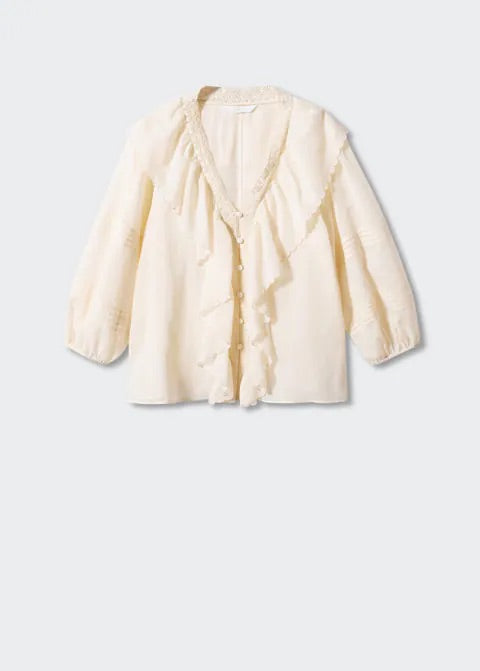Ruffled puff sleeves blouse
