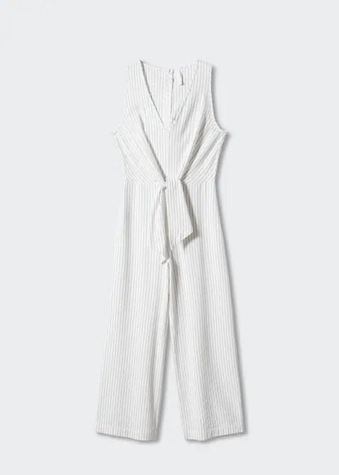 Striped jumpsuit with knot detail