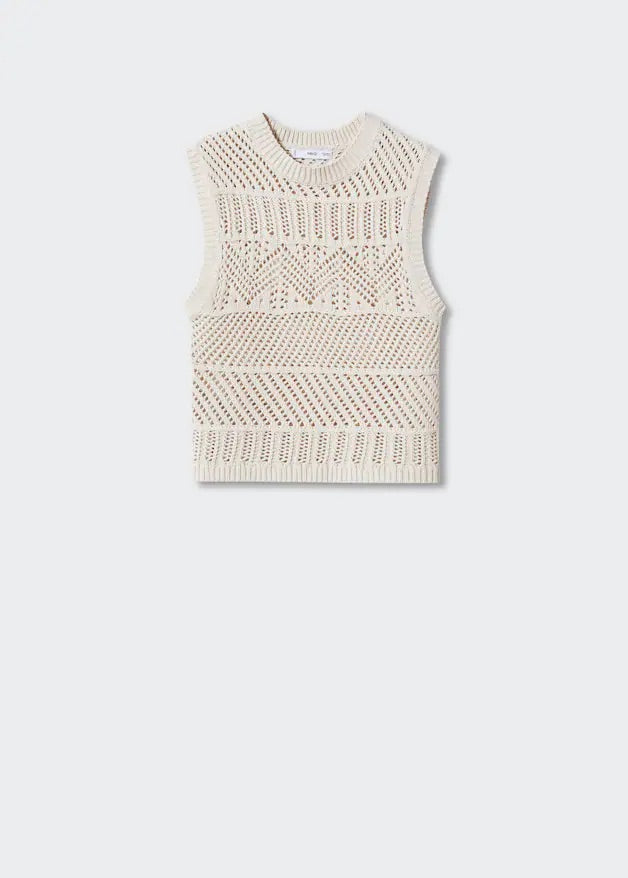 Openwork knit cotton top