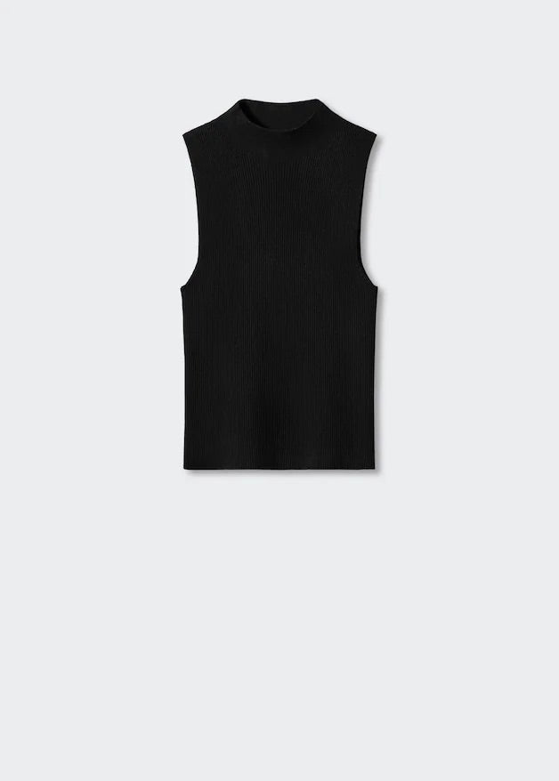 High collar ribbed top