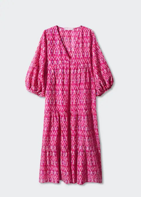 Printed dress with balloon sleeves