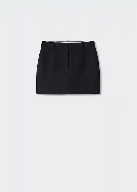 Straight wool mini-skirt