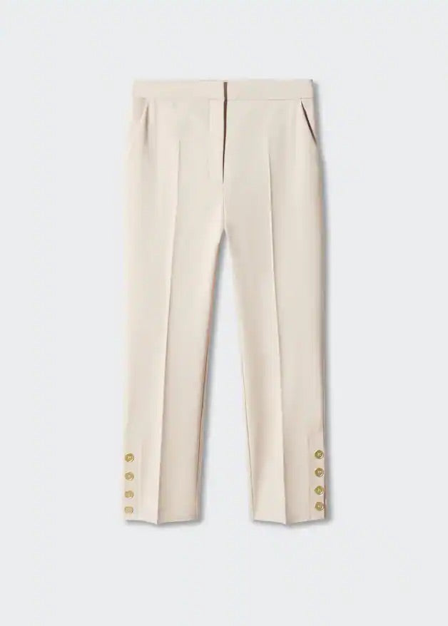 Buttons straight-fit trousers