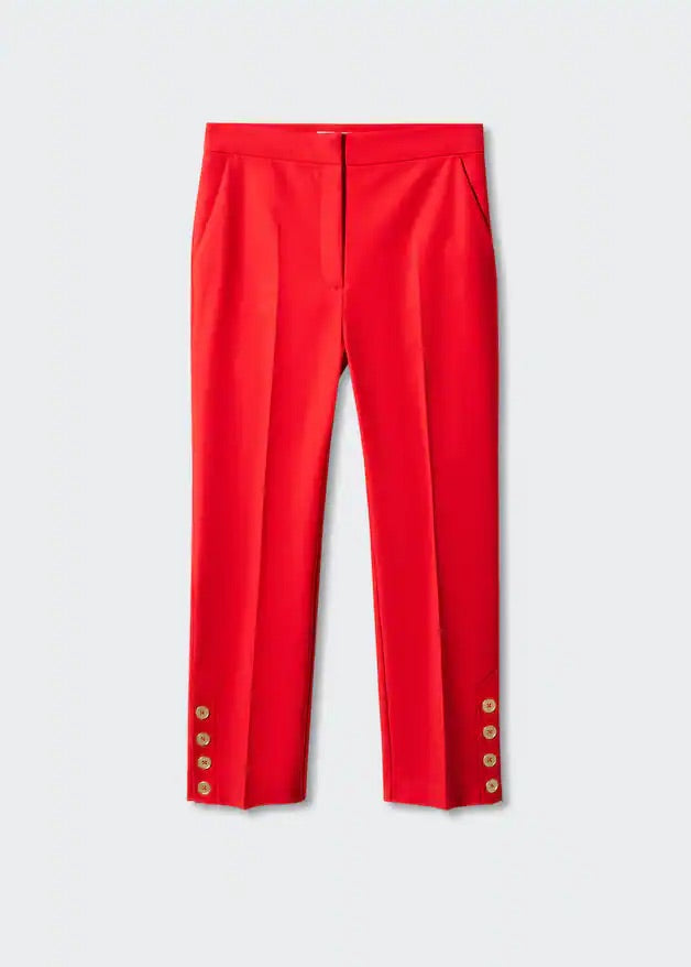 Buttons straight-fit trousers