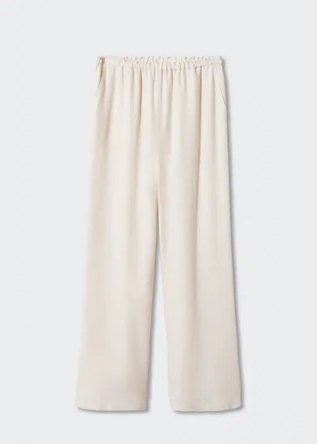 Satin trousers with elastic waist