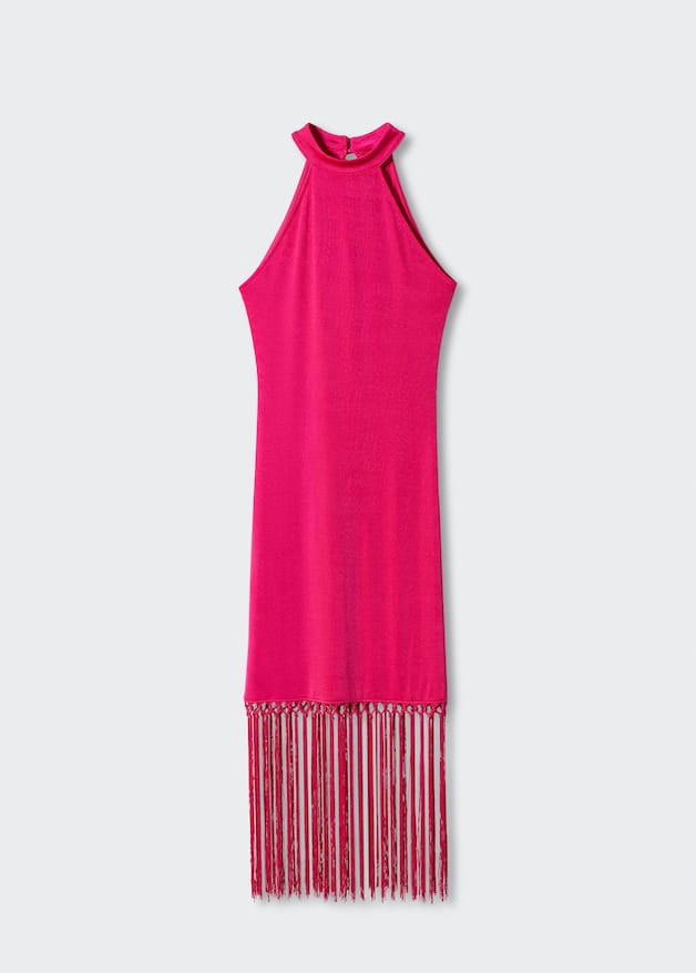 Halter neck fringed dress