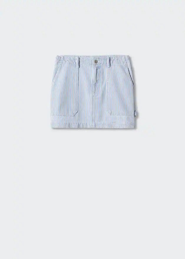 Striped denim mini-skirt