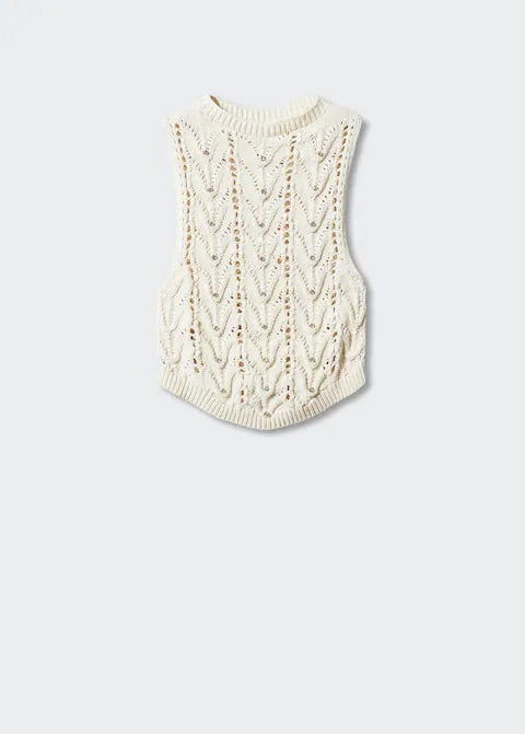 Knitted top with rhinestone detail