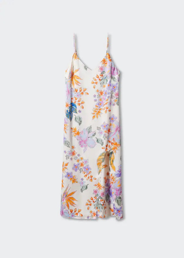 Side-slit satin dress