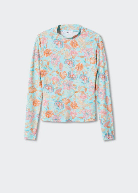Printed turtleneck t-shirt