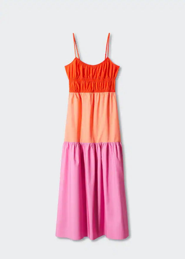 Gathered tricolor dress