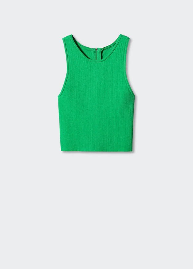 Ribbed knitted top with zip