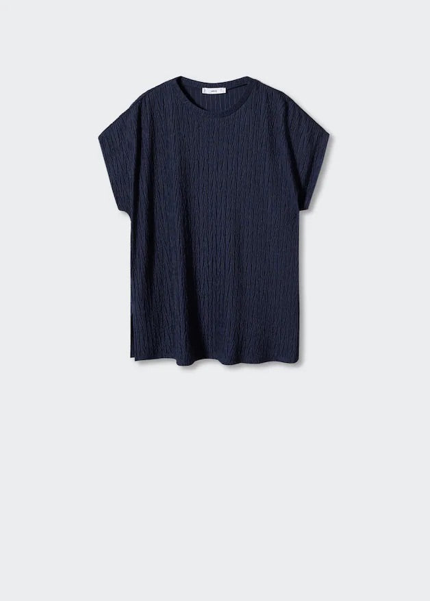 Off-shoulders textured T-shirt