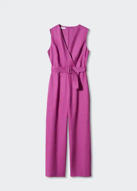 Linen jumpsuit with belt