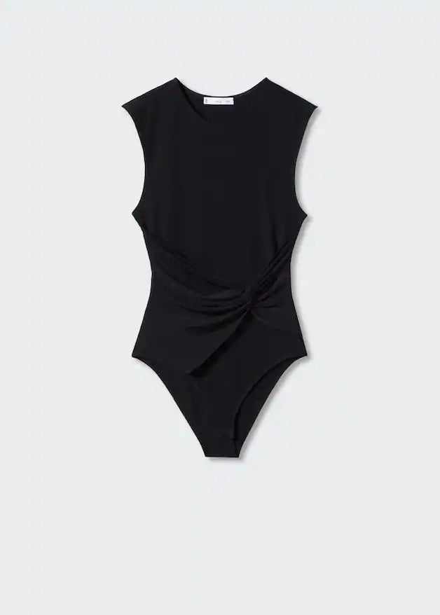 Draped bodysuit with straps