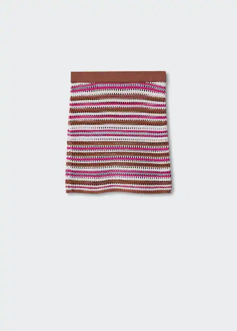 Striped knitted mini-skirt