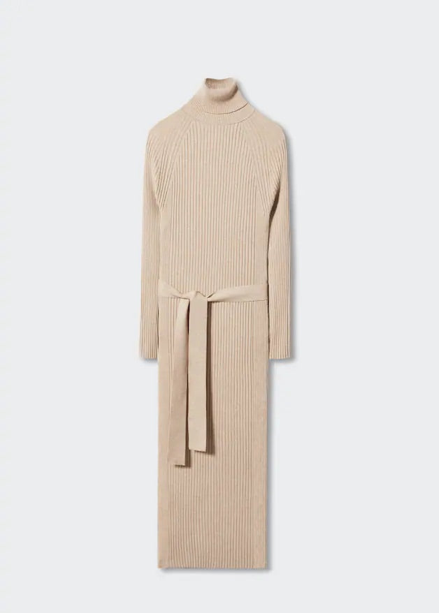Ribbed dress with knot detail