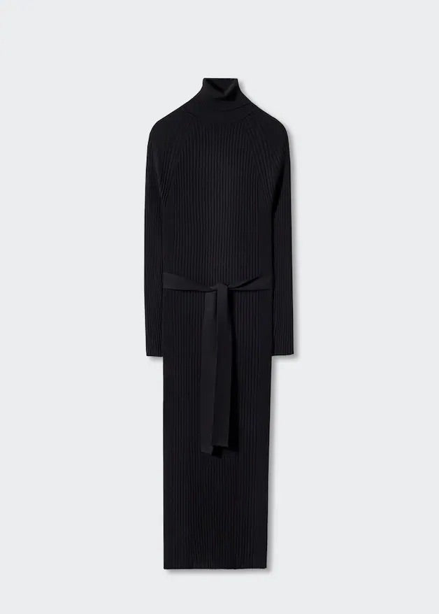 Ribbed dress with knot detail