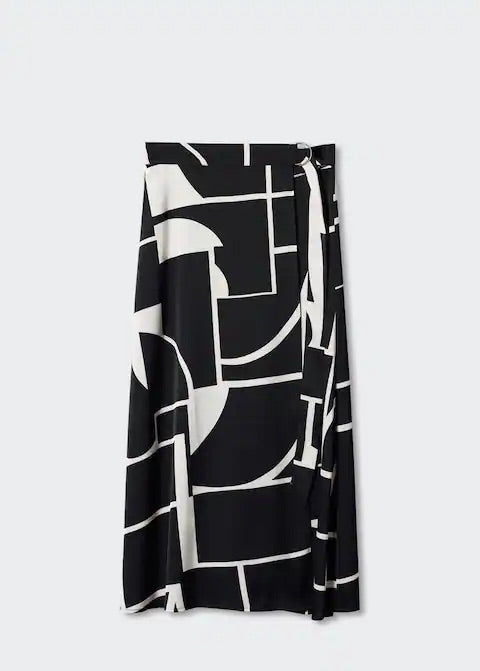 Printed satin skirt