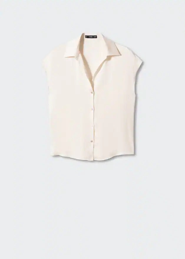 Short-sleeved satin shirt