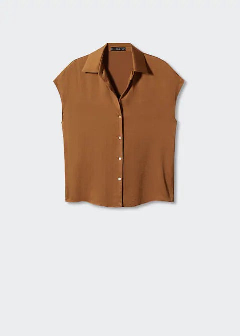 Short-sleeved satin shirt