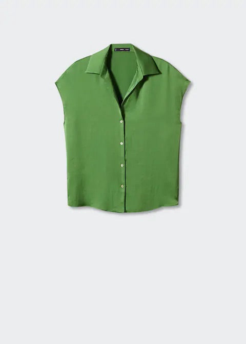 Short-sleeved satin shirt