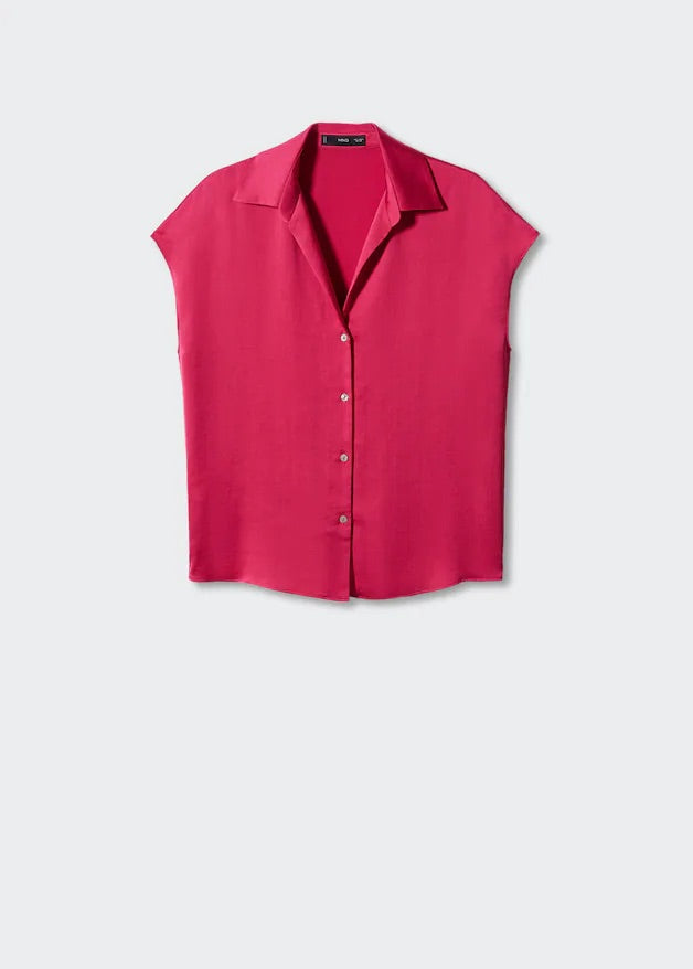 Short-sleeved satin shirt