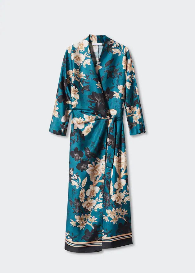 Floral print kimono dress