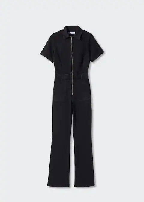 Denim zipper jumpsuit
