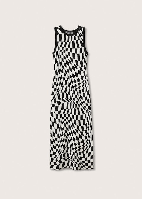 Check knit dress