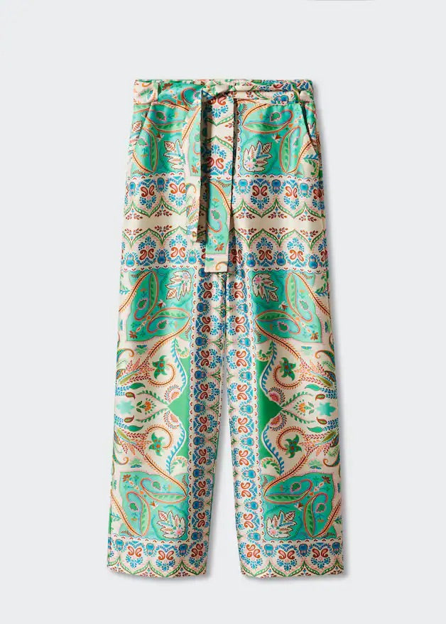 Satin printed trousers
