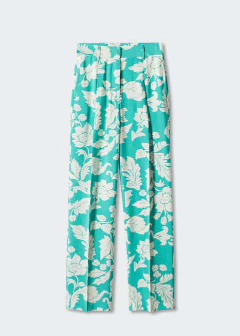 Printed straight trousers