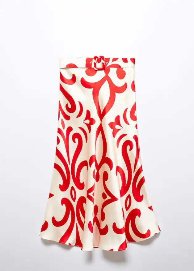 Belt printed skirt
