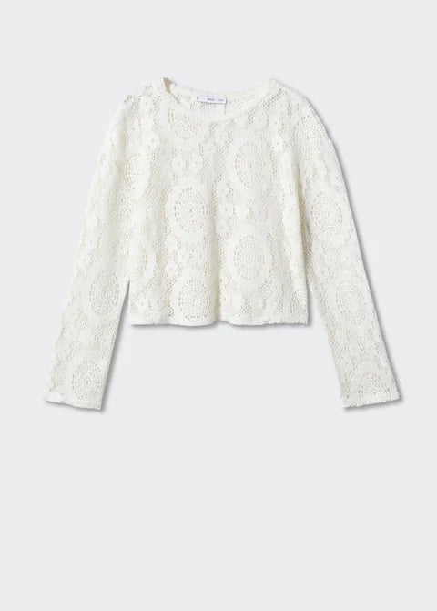 Embroidered openwork t-shirt
