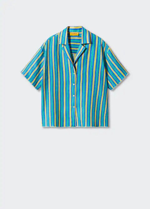 Multi-coloured striped linen shirt