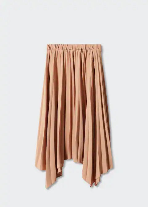 Pleated asymmetric skirt
