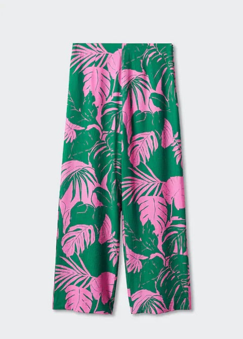 Wide leg printed trousers