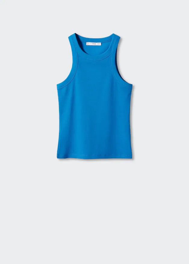 Ribbed cotton-blend top
