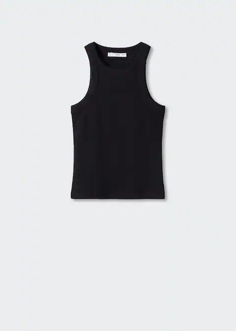 Ribbed cotton-blend top