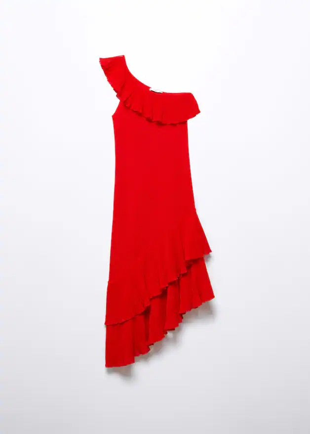 Asymmetric ruffled dress