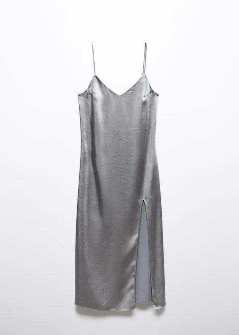 Side-slit satin dress