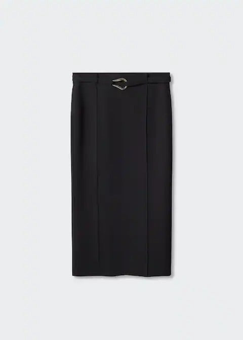 Belted slit skirt