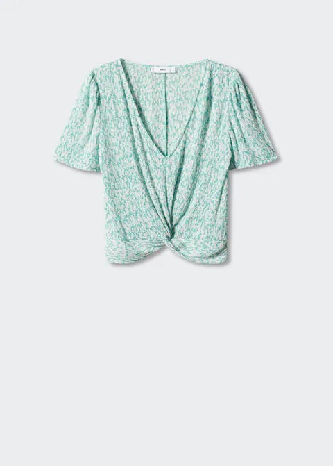 Textured blouse with knot detail