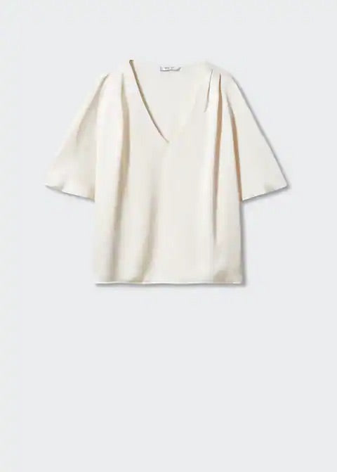 Short sleeve satin blouse