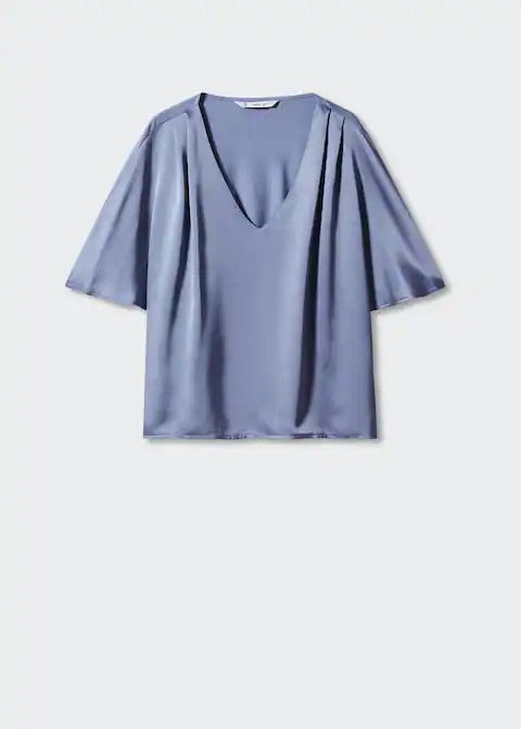 Short sleeve satin blouse